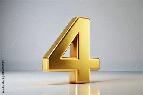 Gold Number 4 White Background Luxury Digit 4 Image Golden Number Four Number Four Stock Gold Number 4 White Background Luxury Digit 4 Image Golden Number Four Number Four Stock