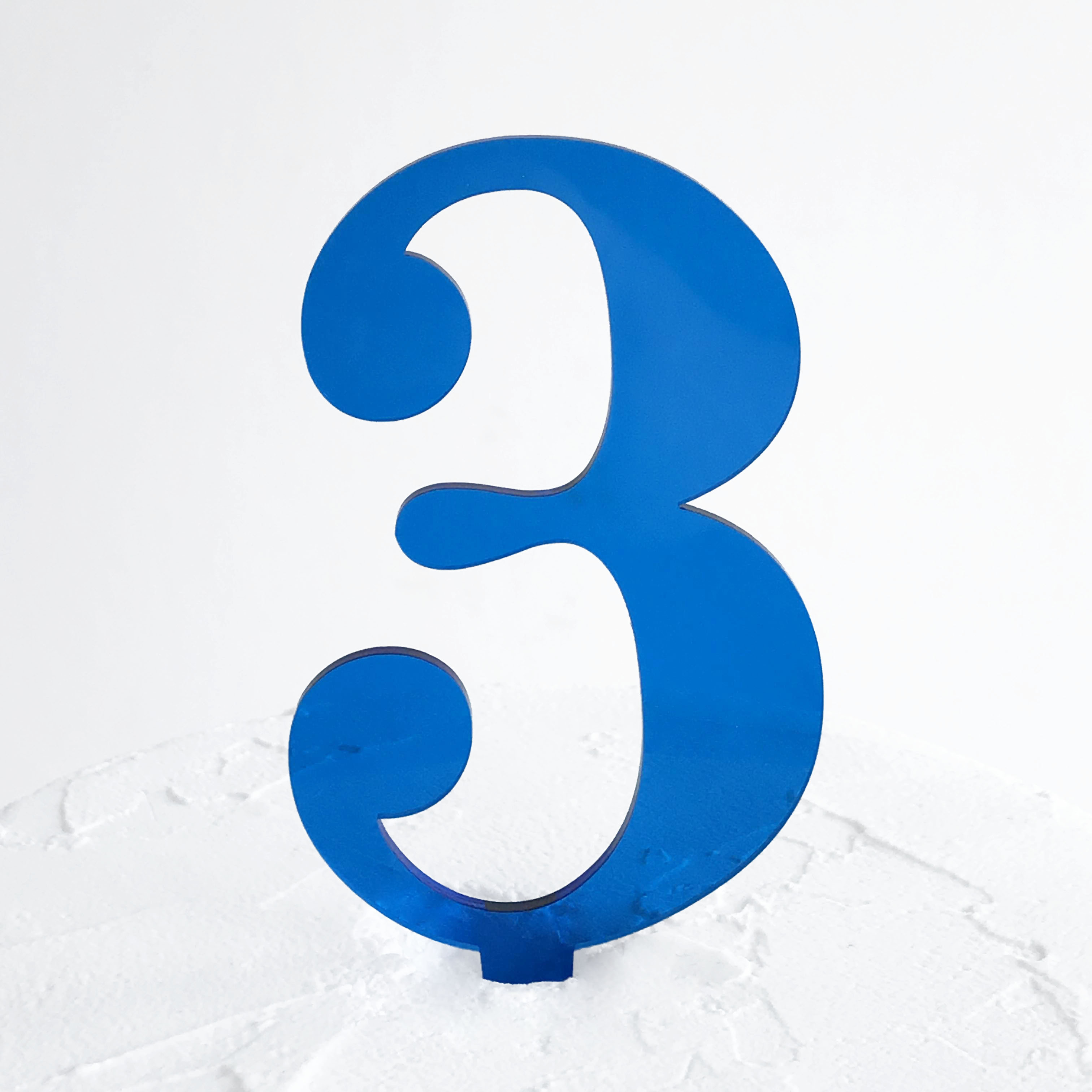 Yellow Number 3 Cake Topper With Black Outline